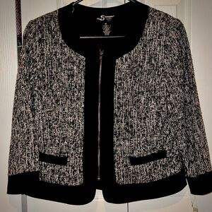 Sharagano Black and White Tweed Blazer